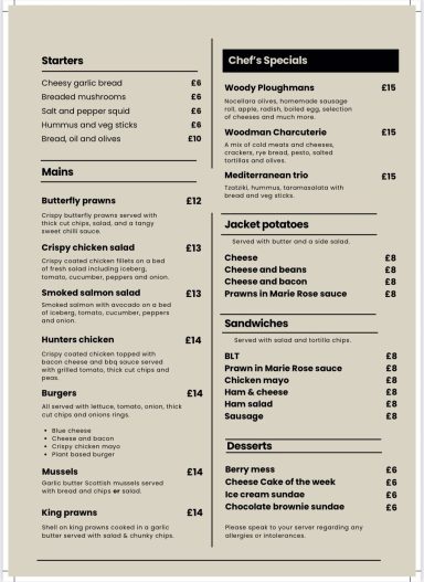 Lunch Menu