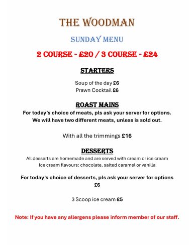 Sunday Menu