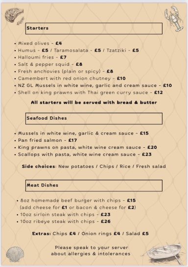 Evening Menu